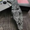 il_fullxfull.5177746880_ftd3-1.jpg Samurai Mask - Spyderco Yojimbo 2 - Deep Laser Engraved - Stonewash Titanium Scales - EDC Gear - Fully Installed Knife Option