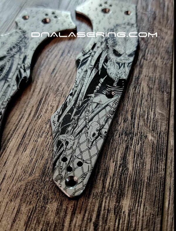 Predator - Spyderco YoJumbo - Deep Laser Engraved - Titanium Scales - EDC Gear *Scales/Handles Only*