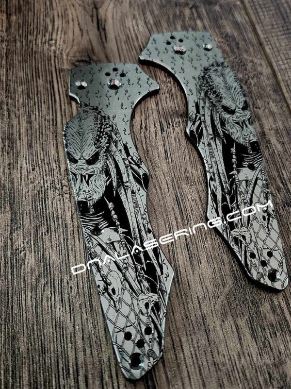 Predator - Spyderco YoJumbo - Deep Laser Engraved - Titanium Scales - EDC Gear *Scales/Handles Only*