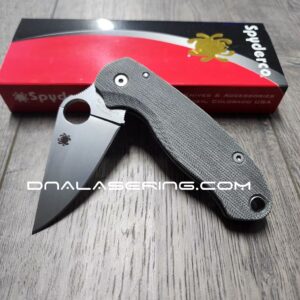 PM3 Lotus - Black Canvas Micarta Scales for Spyderco Paramilitary 3  - Flytanium Gear - Knife Install Optional