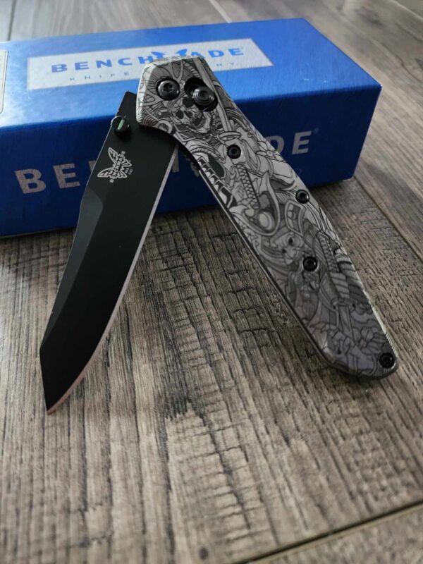 Japanese Warrior – Samurai Skulls – Benchmade 940 Osborne – Deep Laser Engraved Titanium Scales – EDC Gear *Scales/Handles Only*