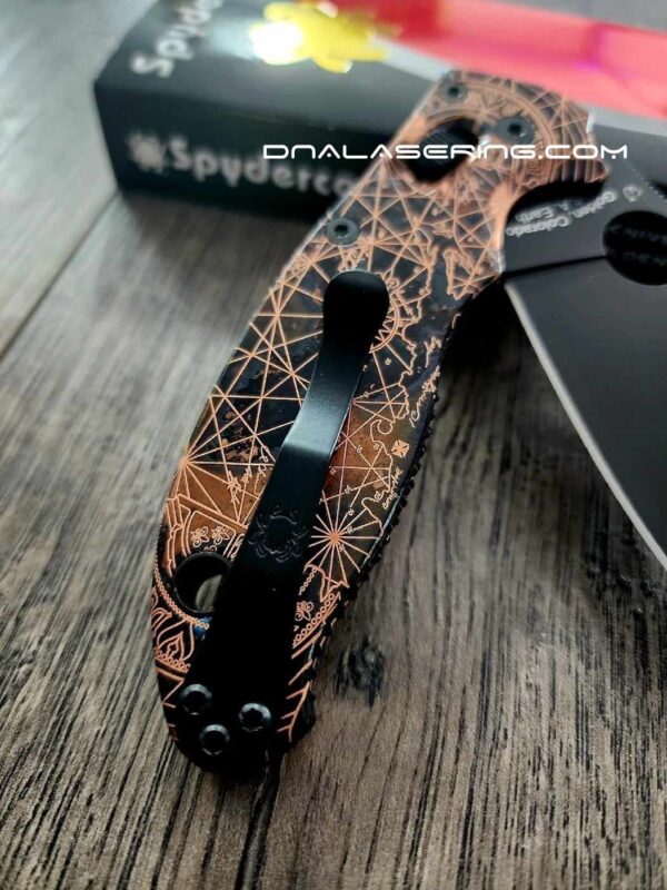Shipwreck Patina - Goonies Map - Spyderco Manix 2 - Deep Laser Engraved - Copper Knife Scales -  Flytanium Gear *Knife Install Optional*