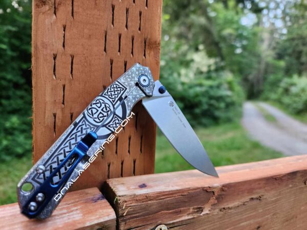 Celtic Cross - Ruike P801 - Fiber Laser Deep Engraved - EDC Gear - Complete Knife