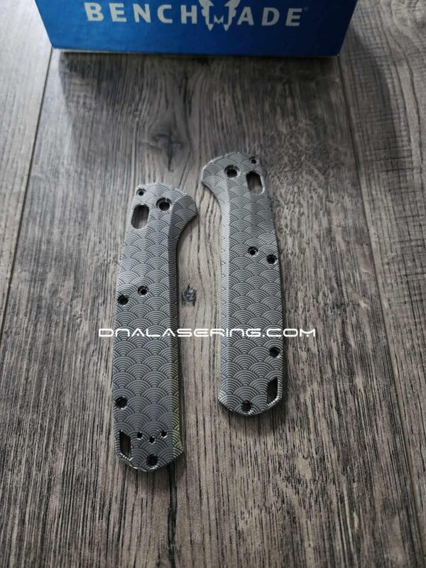 Seigaiha Pattern - Japanese Waves - Benchmade Taggedout - Engraved Titanium Knife Scales - Flytanium Gear - *Scales/knife handles only*