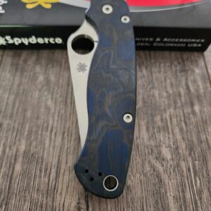 Spyderco PM2 – Blue Swirl – Carbon Fiber Paramilitary 2 Knife Scales – EDC Gear - Optional Hardware & Knife Install