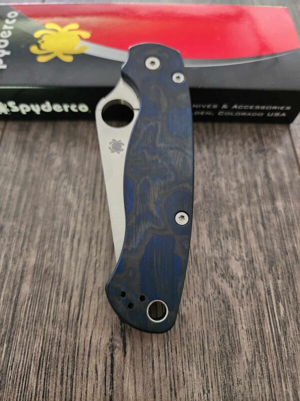 Spyderco PM2 – Blue Swirl – Carbon Fiber Paramilitary 2 Knife Scales – EDC Gear - Optional Hardware & Knife Install