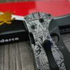 Aztec Calendar - Spyderco Yojimbo 2 - Deep Laser Engraved - Titanium Scales - EDC Gear - Fully Installed Knife Option