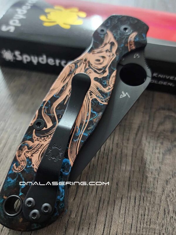 Spyderco PM2 Copper - Shipwreck Patina - Kraken - Laser Engraved PM2 Copper Scales - EDC Gear - Hardware & Knife Install Options