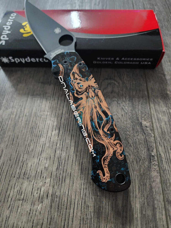 Spyderco PM2 Copper - Shipwreck Patina - Kraken - Laser Engraved PM2 Copper Scales - EDC Gear - Hardware & Knife Install Options