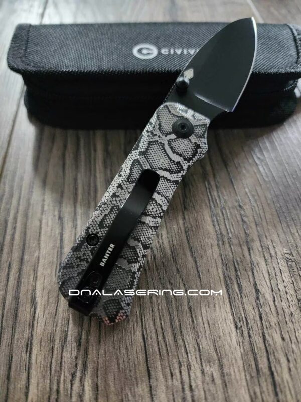 Snakeskin - Reptile Pattern - Civivi BABY Banter - Deep Engraved Titanium Scales - EDC Gear *Scales / handles Only* Coin NOT included