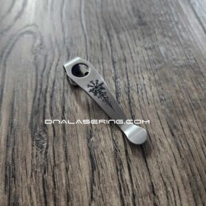 LynchNW Spyderco - Viking Rune - Laser Engraved Titanium - Deep Carry Pocket Knife Clip - Blacksmith, Satin or Sandwashed Finish