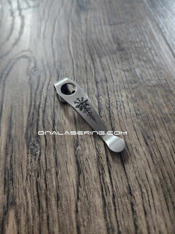 LynchNW Spyderco - Viking Rune - Laser Engraved Titanium - Deep Carry Pocket Knife Clip - Blacksmith, Satin or Sandwashed Finish