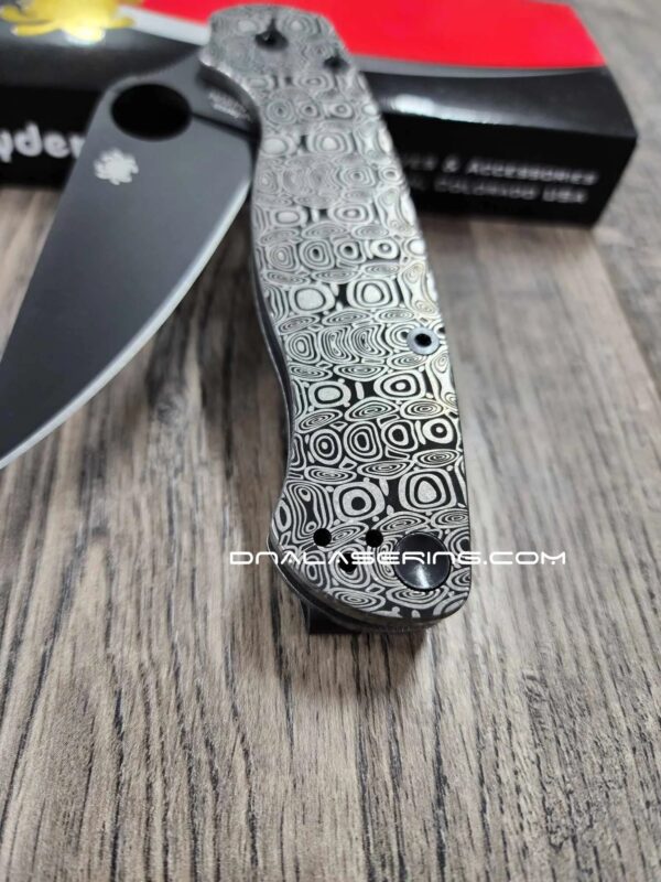 Dama Ladder Pattern - Spyderco PM2 TI - Deep Engraved Titanium PM2 Knife Scales - EDC Gear - Knife & Hardware Optional Flytanium Gear