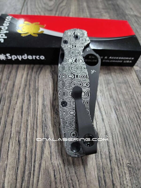 Dama Ladder Pattern - Spyderco PM2 TI - Deep Engraved Titanium PM2 Knife Scales - EDC Gear - Knife & Hardware Optional Flytanium Gear