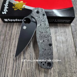 Dama Ladder Pattern - Spyderco PM2 TI - Deep Engraved Titanium PM2 Knife Scales - EDC Gear - Knife & Hardware Optional Flytanium Gear