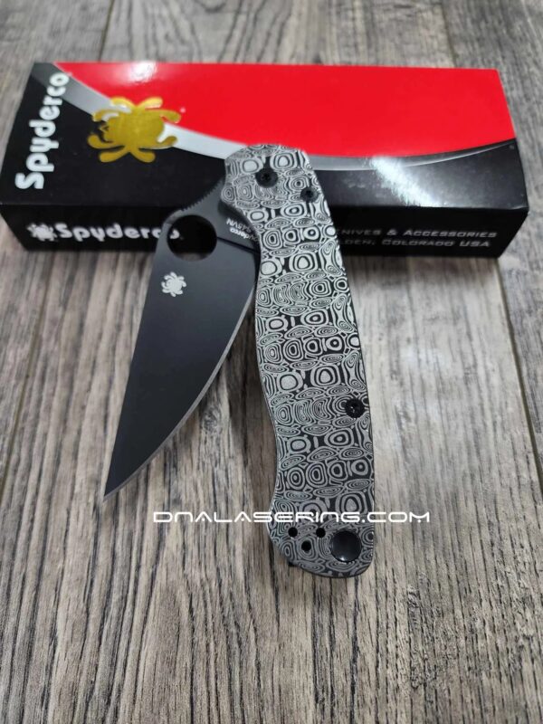 Dama Ladder Pattern - Spyderco PM2 TI - Deep Engraved Titanium PM2 Knife Scales - EDC Gear - Knife & Hardware Optional Flytanium Gear