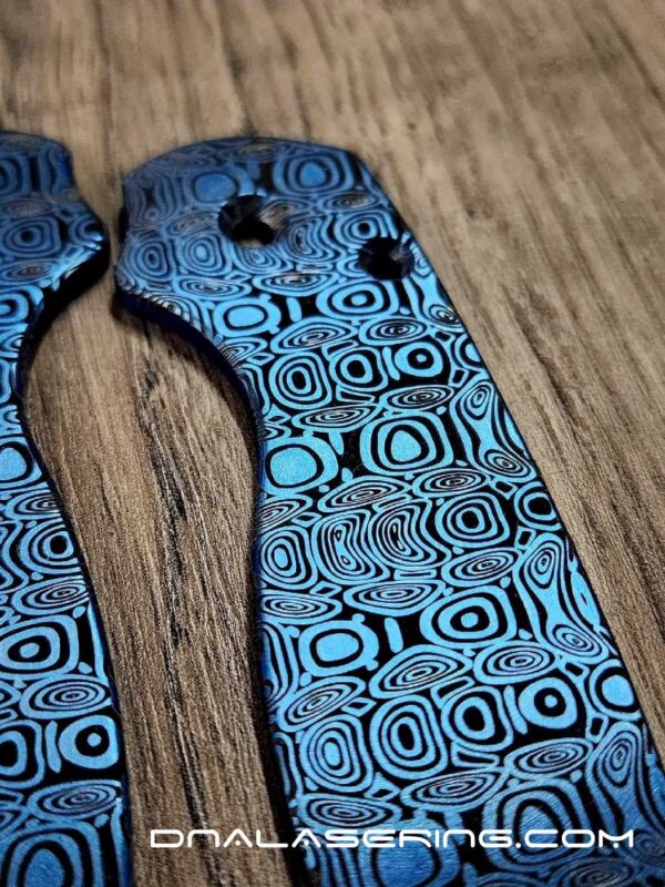 Dama Ladder Pattern - Spyderco PM2 - Deep Engraved Titanium PM2 Scales - Anodized Electric Blue - Knife & Hardware Optional - Flytanium Gear