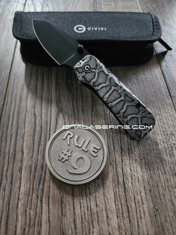 Snakeskin - Reptile Pattern - Civivi BABY Banter - Deep Engraved Titanium Scales - EDC Gear *Scales / handles Only* Coin NOT included