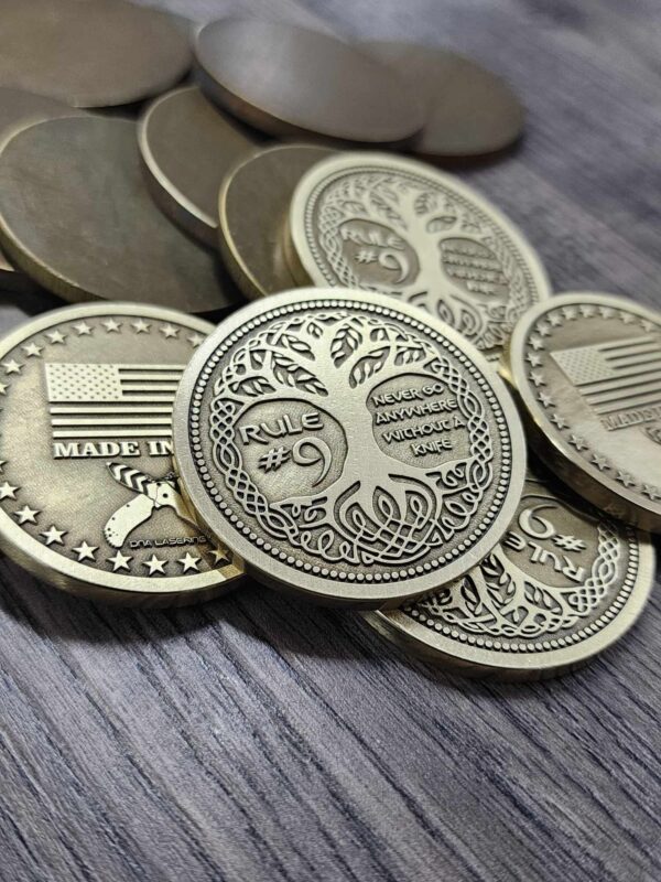 Rule #9 - Tree of Life - Deep Laser Engraved Brass Coin - Polished