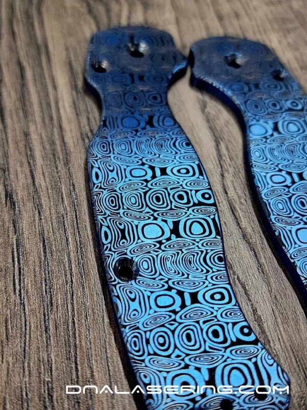 Dama Ladder Pattern - Spyderco PM2 - Deep Engraved Titanium PM2 Scales - Anodized Electric Blue - Knife & Hardware Optional - Flytanium Gear