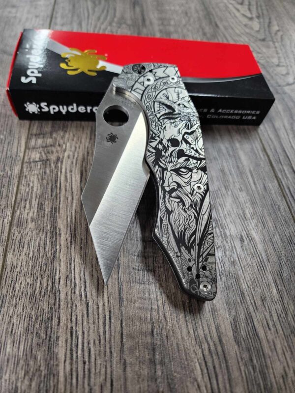 Odin - Viking - Spyderco YoJumbo - Deep Laser Engraved - Titanium Scales - EDC Gear *Scales/Handles Only*