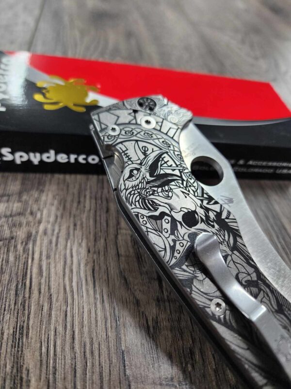 Odin - Viking - Spyderco YoJumbo - Deep Laser Engraved - Titanium Scales - EDC Gear *Scales/Handles Only*