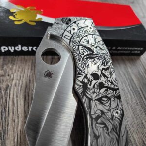 Odin - Viking - Spyderco YoJumbo - Deep Laser Engraved - Titanium Scales - EDC Gear *Scales/Handles Only*