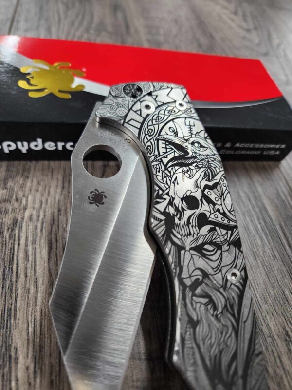 Odin - Viking - Spyderco YoJumbo - Deep Laser Engraved - Titanium Scales - EDC Gear *Scales/Handles Only*