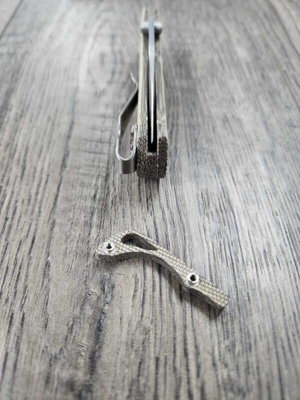 Benchmade MINI Bugout - Green Canvas Micarta - Backspacer - Flytanium Gear