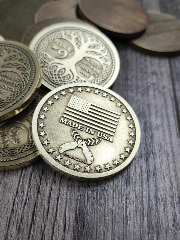 Rule #9 - Tree of Life - Deep Laser Engraved Brass Coin - Polished
