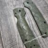 il_fullxfull.5602512504_b85t.jpg Spyderco Shaman - Lotus Scales - G-10 OD Green - Flytanium Gear *Optional Knife Install & Topographic Laser Engraving*