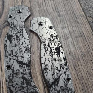 Deadpool Design - Spyderco PM2 TI - Fiber Laser Deep Engraved - PM2 Titanium Knife Scales - EDC Gear - Knife & Hardware Optional