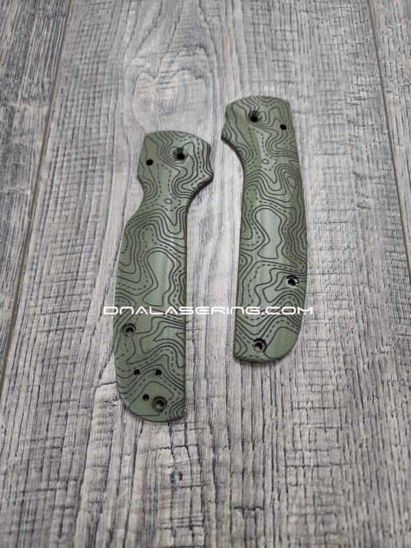 il_fullxfull.5650601231_43c3.jpg Spyderco Shaman - Lotus Scales - G-10 OD Green - Flytanium Gear *Optional Knife Install & Topographic Laser Engraving*