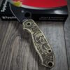 Davy Jones - Spyderco PM3 Brass - NEW Relief Engraving Style - Engraved & Aged - Brass Scales -  Flytanium Gear - Knife Install Optional