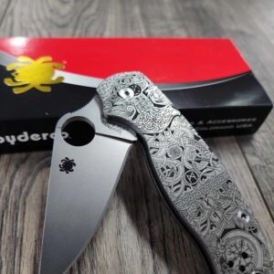 Viking Runes - Nordic Design - Spyderco PM3 - Laser Engraved Titanium Knife Scales - Paramilitary 3 - Optional Hardware & Knife Install