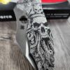 il_fullxfull.5659343269_lix1.jpg Davy Jones Skull - Kraken Skull - Spyderco Yojimbo 2 - Deep Laser Engraved - Titanium Scales - EDC Gear - *Fully Installed Knife Option*