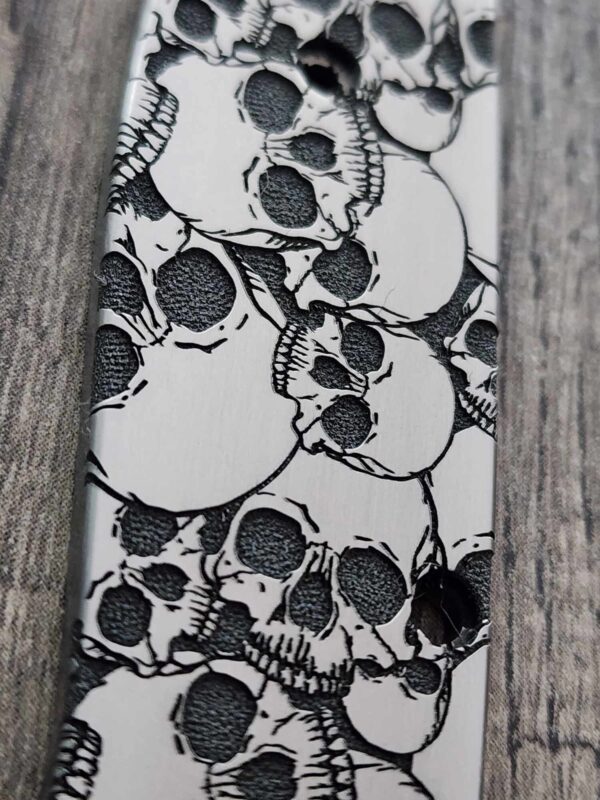 Skulls - NEW Relief Engraving Style - Benchmade Bugout Titanium -  Deep Engraved - Titanium Scales - Flytanium Gear *Scales/Handles Only*