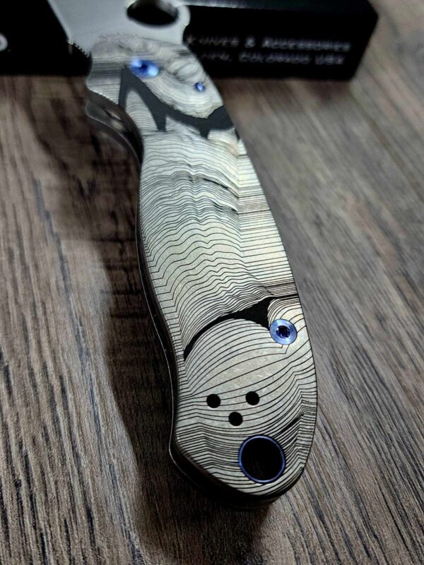 Striptease - Spyderco PM3 TI - Deep Laser Engraved Titanium Knife Scales  - Paramilitary 3 EDC - Hardware & Knife Install Options