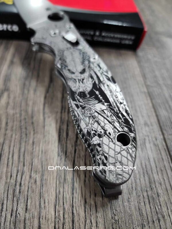 Predator - Spyderco Manix 2 - Deep Laser Engraved - Titanium Knife Scales - Flytanium Gear *Knife Install Optional*