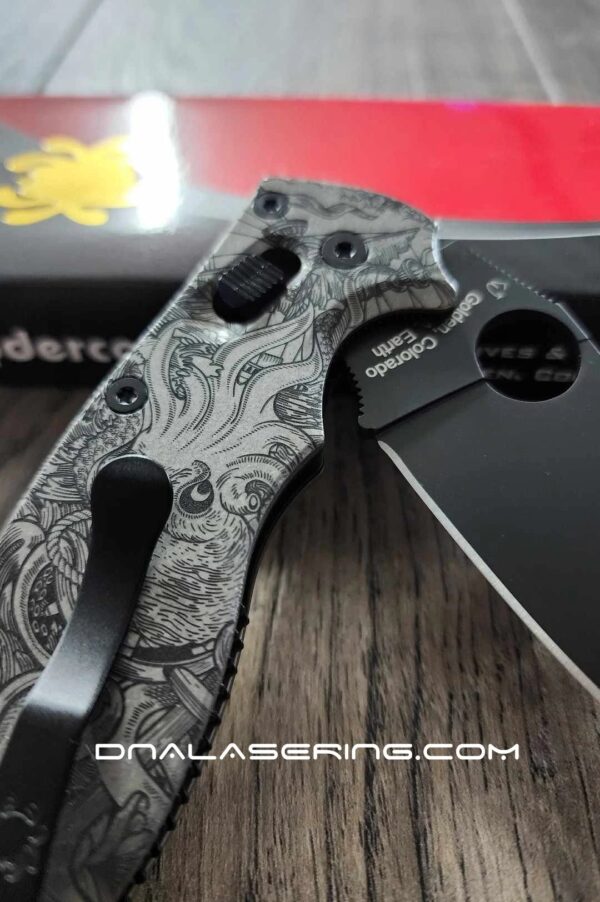Kraken VS Pirate Ship - Spyderco Manix 2 - Deep Laser Engraved - Titanium Knife Scales - Flytanium Gear *Knife Install Optional*