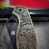 Davy Jones - Spyderco PM3 Brass - NEW Relief Engraving Style - Engraved & Aged - Brass Scales -  Flytanium Gear - Knife Install Optional