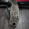 Davy Jones - Spyderco PM3 Brass - NEW Relief Engraving Style - Engraved & Aged - Brass Scales -  Flytanium Gear - Knife Install Optional