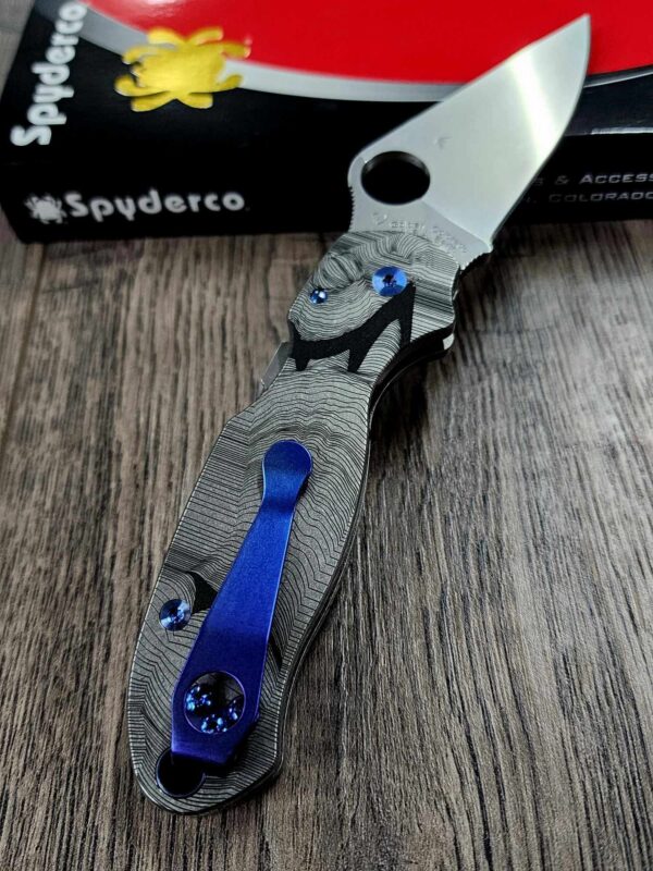 Striptease - Spyderco PM3 TI - Deep Laser Engraved Titanium Knife Scales  - Paramilitary 3 EDC - Hardware & Knife Install Options