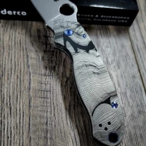il_fullxfull.5721661037_6avk-1.jpg Striptease - Spyderco PM3 TI - Deep Laser Engraved Titanium Knife Scales - Paramilitary 3 EDC - Hardware & Knife Install Options
