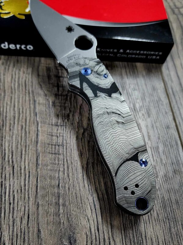 Striptease - Spyderco PM3 TI - Deep Laser Engraved Titanium Knife Scales  - Paramilitary 3 EDC - Hardware & Knife Install Options