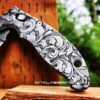 Detailed Leaf Scroll - Spyderco Manix 2 - Deep Fiber Laser Engraved Titanium Scales - Flytanium Gear *Knife Install Optional*