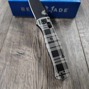 Plaid Pattern Benchmade Bugout Titanium Black Scales - EDC Scales - 535 Bugout - Knife NOT Included!!