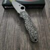 Snakeskin - Spyderco PM3 TI - Laser Engraved Titanium Knife Scales - Paramilitary 3 - EDC Gear - Knife & Hardware Optional