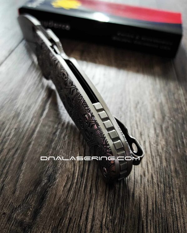 Spyderco Shaman - Viking Runes - Relief Laser Engraved - Titanium scales - Complete Knife - LynchNW Clip - Phosphor Washers - TI Backspacer