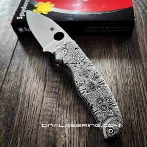 Spyderco Shaman - Viking Runes - Relief Laser Engraved - Titanium scales - Complete Knife - LynchNW Clip - Phosphor Washers - TI Backspacer